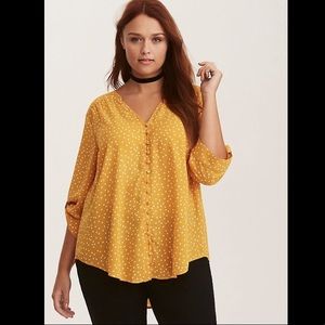 Torrid -  2x Mustard Yellow with Polka Dots Shirt